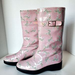Stuart Weitzman Women's Pink Dalmatian Rainboots size 6.5